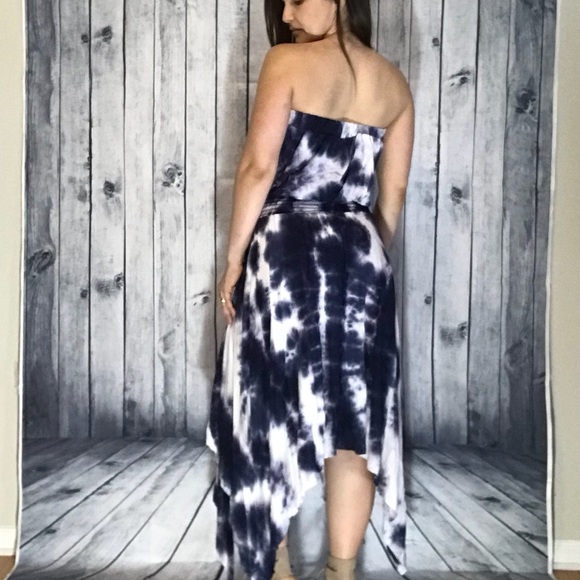 Tye Dye Strapless Midi Maxi Dress - Picture 4 of 4